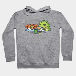 traveling frog eating picnic lunch with crab / tabi kaeru Hoodie